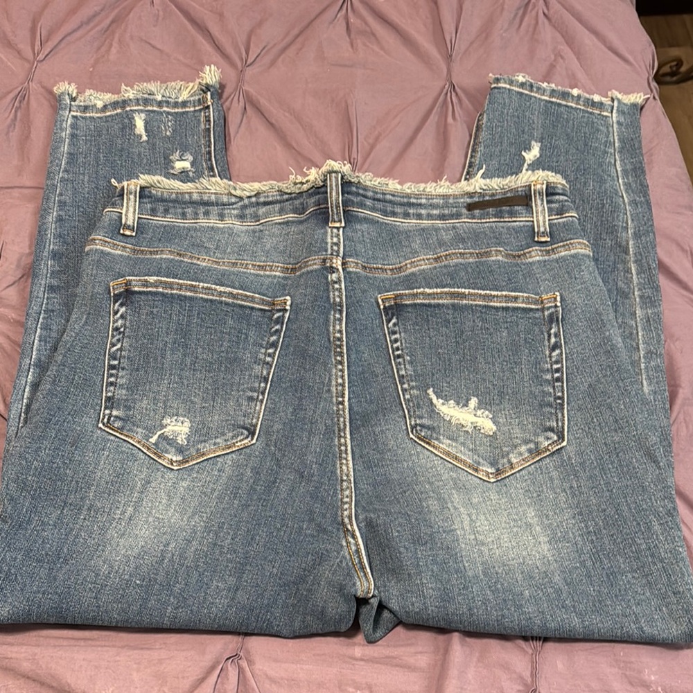 Classic Frayed Hem Blue Women's Jeans